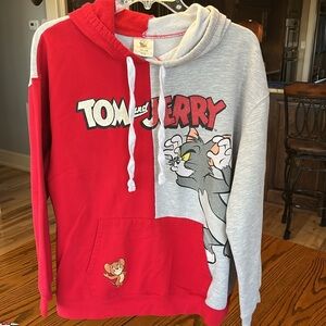 Tom and Jerry Red and Gray Hoodie